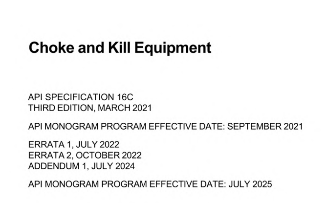 API SPEC 16C:2021+ADD 1:2024 pdf download